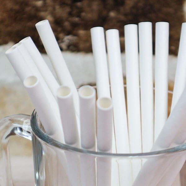 画像6: 【アウトレット】紙ストロー ミニサイズ 片先斜めカット ホワイト(白) 裸 5x125mm〔500本〕 (6)