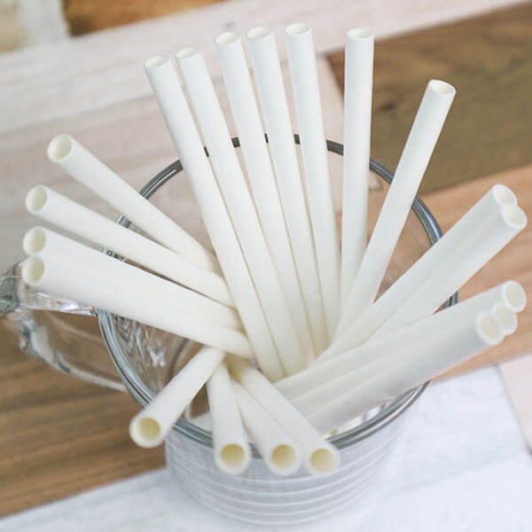 画像5: 【アウトレット】紙ストロー ミニサイズ 片先斜めカット ホワイト(白) 裸 5x125mm〔500本〕 (5)