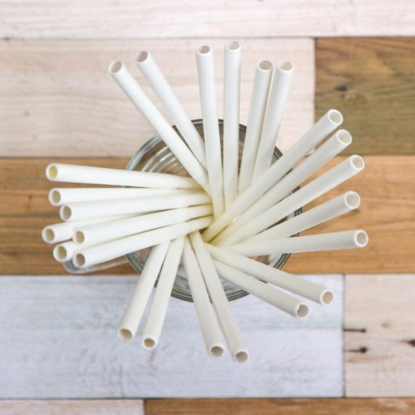 画像5: 紙ストロー 伸縮タイプ 片先斜めカット ホワイト(白) 個包装 6x145mm (5)