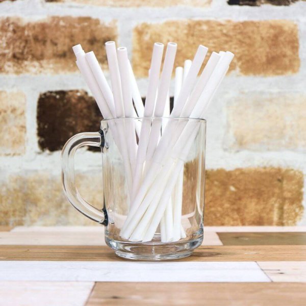 画像6: 紙ストロー 伸縮タイプ 片先斜めカット ホワイト(白) 個包装 6x145mm (6)