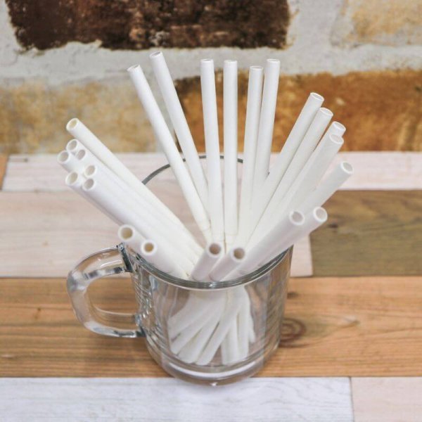 画像7: 紙ストロー 伸縮タイプ 片先斜めカット ホワイト(白) 個包装 6x145mm (7)