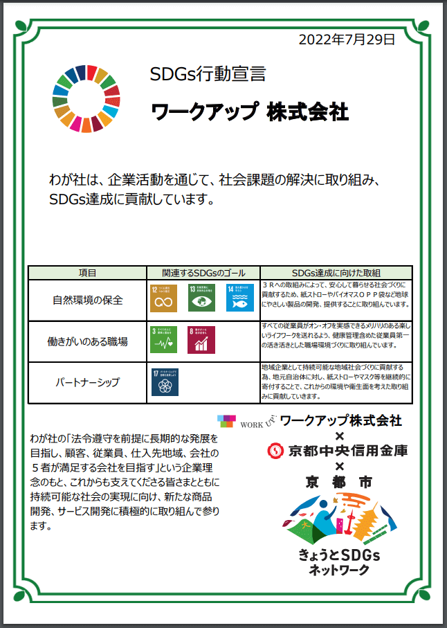 SDGs行動宣言