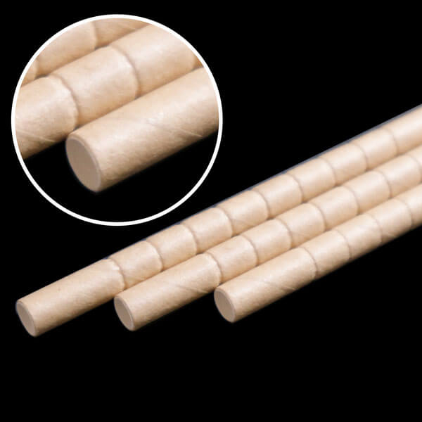 曲がる紙ストロー 裸 未晒し(クラフト) 6x210mm