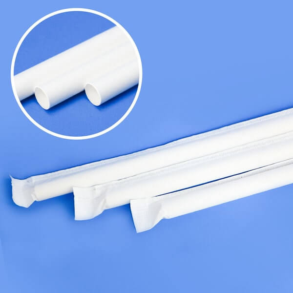 紙ストロー 小粒のタピオカ用 ストレート ホワイト(白) 個包装 10x210mm