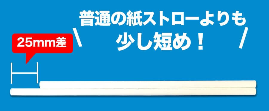 通常の紙ストローよりも少し短め!