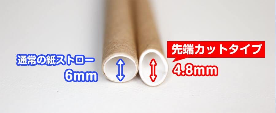 他の紙ストローと口径を比べた写真