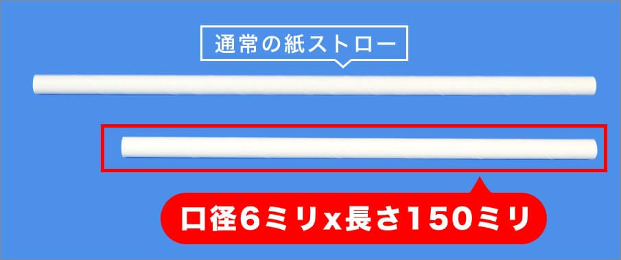 他の紙ストローと長さを比べた写真